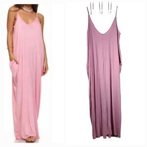 Isaac Liev Women’s Oversized Casual Maxi Dress Strappy Sleeveless Pockets M 8/10